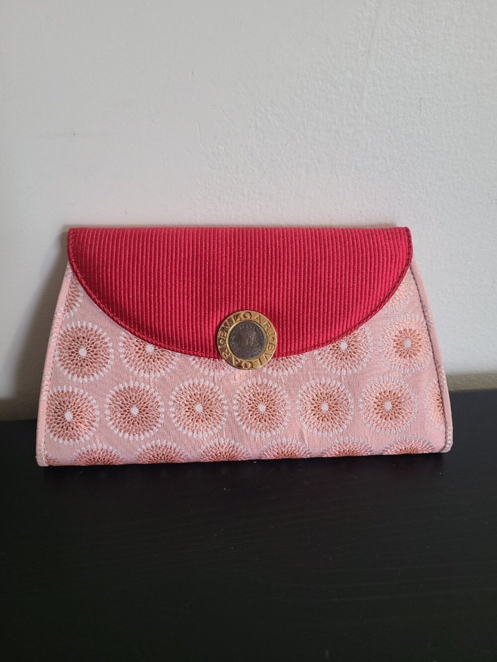 Bvlgari Vintage Silk Clutch Pink Purse
